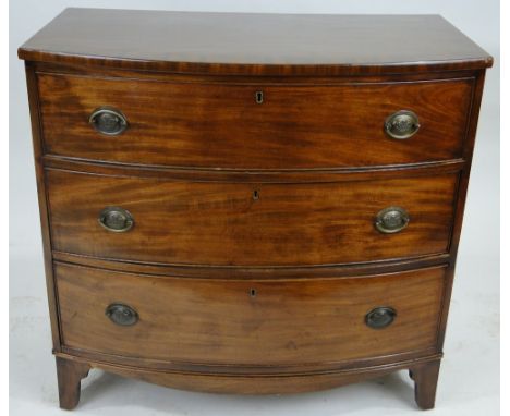 19th century mahogany bow front chest of drawers,
width 3', height 2'10", depth 1'9". 
Ex property of the American Embassy in