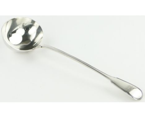 A large Victorian silver fiddle and thread pattern ladle,
makers marks E E J E, London 1862.