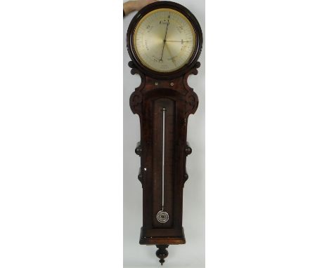 A large 19th century Scottish mahogany cased drop-dial barometer/thermometer,
possibly from a station, by Bryson, Edinburgh, 
