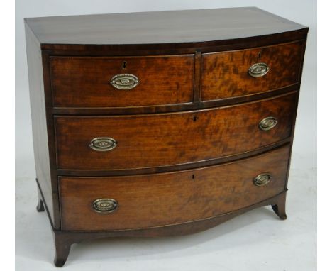 19th century mahogany bow front chest of drawers,
width 3'2", height 2'9", depth 1'8", 
Ex property of the American Embassy i