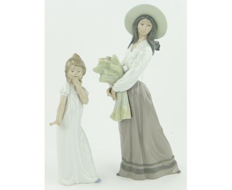 NAO figure,
girl with a sheaf of corn, 15.5" and a NAO girl in a nightgown.