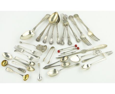 Quantity of Victorian and later silver flatware 37 oz gross.
