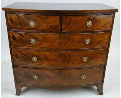 19th century mahogany bow front chest of drawers,
width 3'5", height 3'3", depth 1'9", 
Ex property of the American Embassy i