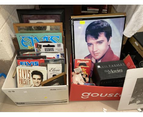 A collection of Elvis Presley souvenirs including pictures, video etc 