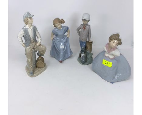 4 Nao figures - 2 young girls &amp; young shoe shine &amp; a boy with dog 