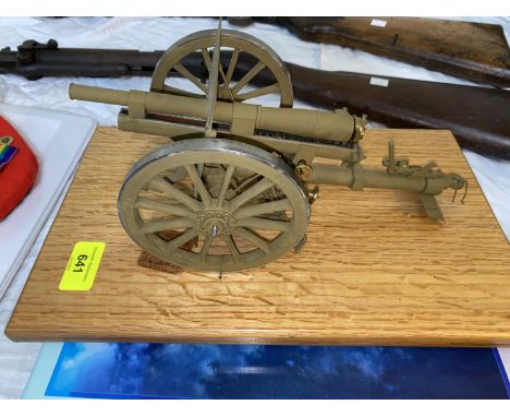 A scratch built model of a cannon on a plinth.&nbsp; Condition report:&nbsp;Lot 641: Nice condition, scratch built from same 