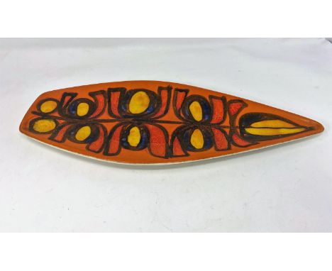 A mid 20th century Poole shield shape dish, monogrammed CH to base 38cm length
