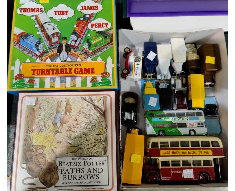 A large Corgi Routemaster bus; Corgi Leyland Olympian bus &amp; other unboxed vintage vehicles; an originally boxed Thomas th