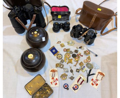 A pair of French Lewco field glasses; a pair of Frank-Nipole &amp; a pair of French opera glasses; a pair of mother of pearl 