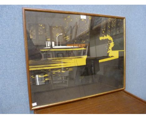 Daniel Lang limited edition print, Street Light, numbered 90/150, framed 