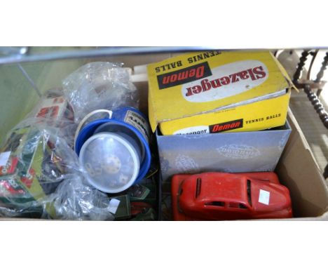 A collection of Meccano, die cast toys and a Chad Valley red tinplate car