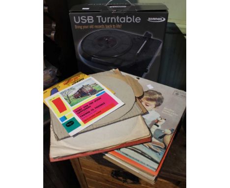 A Zennox USB turntable and collection of records&nbsp;