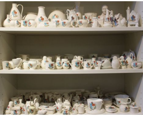 An extensive collection of Goss and Crested heraldic china, all relating to he town of Redditch, including a number of rare p