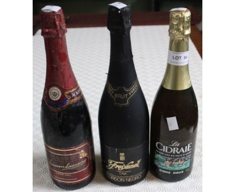 Three bottles of sparkling wine