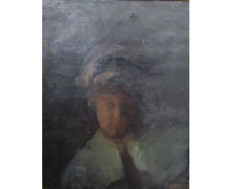 An English school, oil on canvas, portrait of a woman, 19.5ins x 15ins