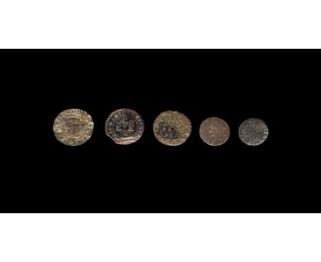 17th century AD. Group comprising: Bedfordshire, Dunstable, Edward Chester, date, 1667, halfpenny; Daniel Fossey, greyhound, 