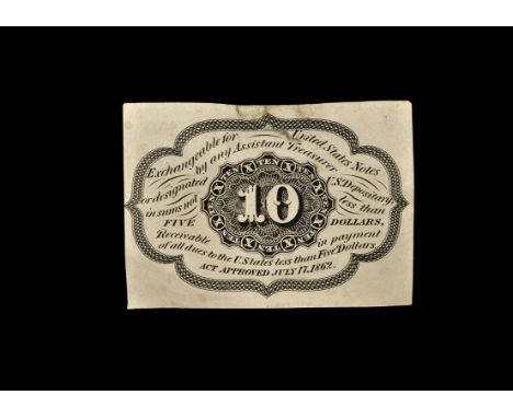 Dated 1862 AD. Proof print in black for reverse. Obv: plain. Rev: large 10 at centre with text around and dated 17 July 1862.