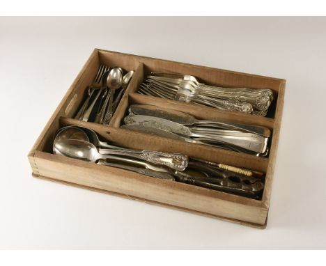 19th-20th century AD. Comrising a wooden cutlery tray containing: five large forks, a desert fork, a fish fork, a dessert spo