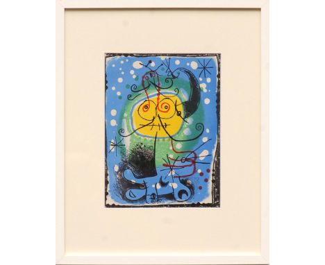 JOAN MIRO, 'Personnages', lithograph 1957, printed by Mourlot, 30cm x 23cm, framed and glazed.