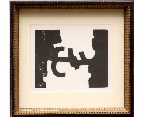 EDUARDO CHILLIDA, Abstract, lithograph in black and white, 1979, edition: 1000, 15cm x 18cm, framed and glazed.