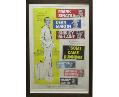 FRANK SINATRA, DEAN MARTIN AND SHIRLEY MACLAINE, in 'Some came running' film poster, 100cm x 65cm, framed and glazed.