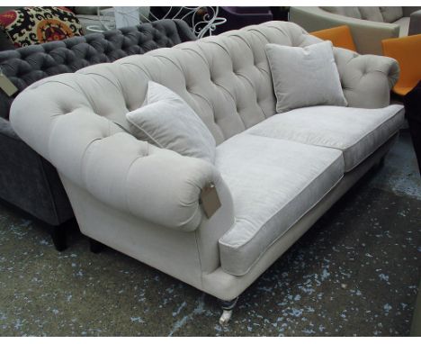 SOFA, Chesterfield style in cream, 200cm W x 105cm D x 80cm H.