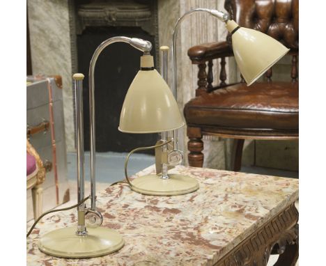 BESTLITES READING LAMPS, a pair, vintage painted and aluminium each adjustable light and angle (registered no. 762006), 50cm 