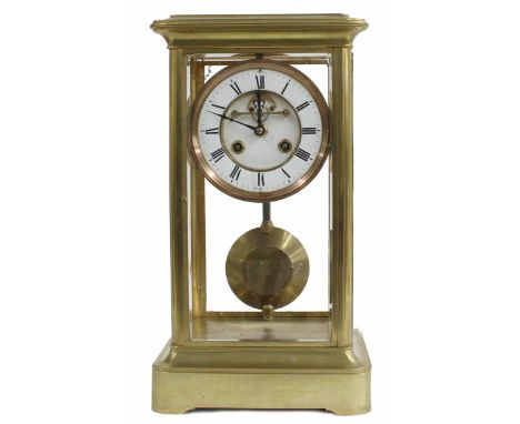 Giant French brass four glass mantel clock, the S. Marti movement stamped with the maker's trademark logo C.R within a double