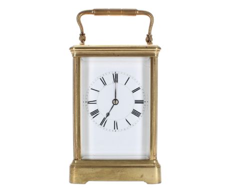Henri Jacot&nbsp;carriage clock timepiece, the movement back plate stamped with the maker's trademark logo and no. 8909, with