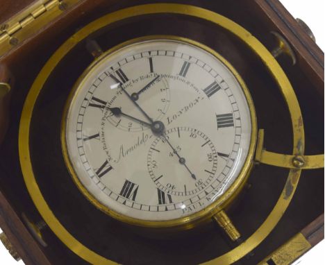 Fine eight day marine chronometer circa 1815, the 4" silvered dial signed Arnold, London to the centre and Paul Kayser under 