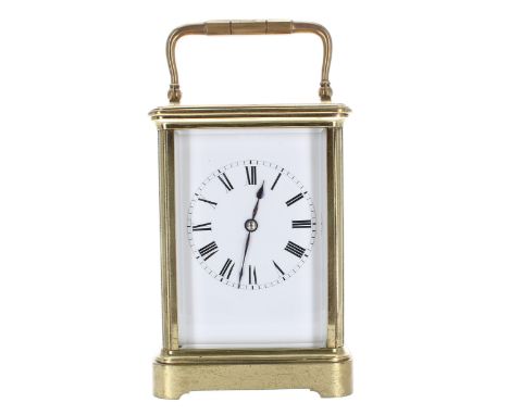 Henri Jacot&nbsp;carriage clock timepiece, the movement back plate stamped with the maker's trademark logo and no. 17874, wit