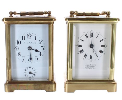 Contemporary carriage clock timepiece with alarm sounding on a bell beneath the base, the dial signed Henry Berthoud, within 