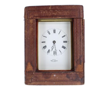 Carriage clock striking on a gong, signed Dent Royal Exchange, London on the dial plate under the chapter ring, stamped no. 2