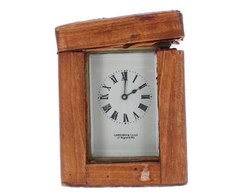 Carriage clock timepiece, signed Garrard &amp; Co. Ltd. 112 Regent St. W.1. on the dial plate under the chapter ring, within 