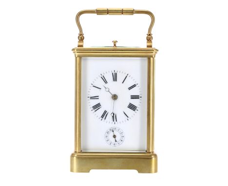 Grande Sonnerie carriage&nbsp;clock with alarm, the movement striking on two gongs and fitted with a selection lever for Gran