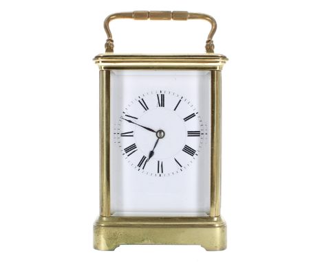 Henri Jacot&nbsp;carriage clock timepiece, the movement back plate stamped with the maker's trademark logo and no. 14670, wit