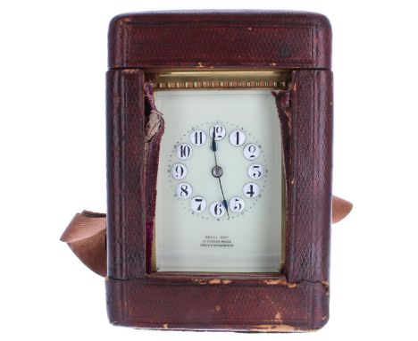 Richard &amp; Co&nbsp;carriage clock striking on a gong, stamped R &amp; Co. Made in Paris, enclosed within an oval on the ba