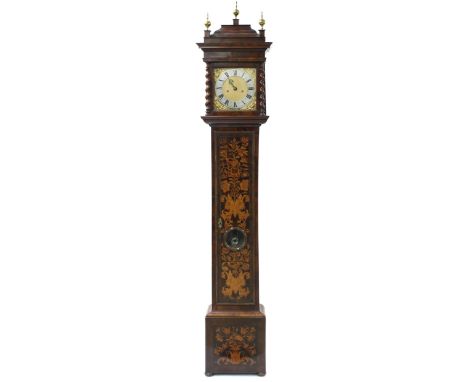 Good walnut marquetry eight day longcase clock, the 10" square brass dial signed Mansell Bennett, Londini Fecit, the case wit