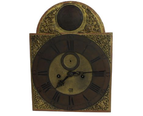 Eight day 5-pillar longcase clock movement, the 12" brass arched dial signed&nbsp;Windmills &amp; Wightman, London on a conve