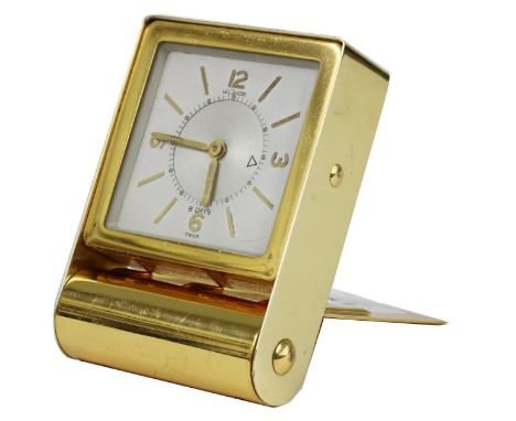 LeCoultre Memovox eight day travel alarm clock within a folding case,&nbsp;3.25" high 