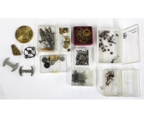 Box of marine chronometer detents and other movement parts etc 