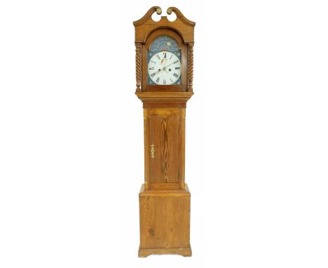 Interesting contemporary eight day longcase night clock made after Edward East, the 11.25" painted arched dial inscribed afte