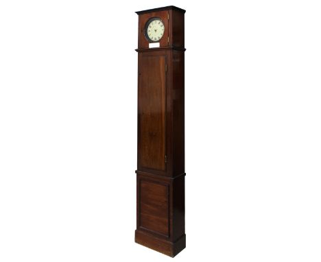 Thwaites &amp; Reed of London mahogany tell-tale longcase night watchman's clock, the 6.25" cream dial signed Thwaites &amp; 