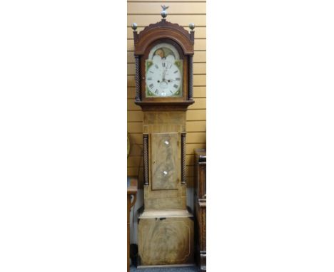 A Victorian mahogany encased painted dial eight-day longcase clock, signed William Latch of Newport, the dial with rolling mo