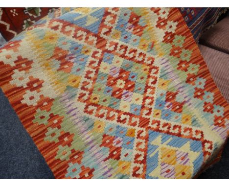 Vegetable dye wool Chobi Kilim runner, 193 x 63cms