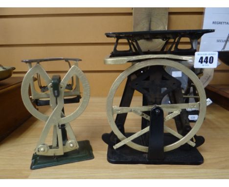 Two unusual vintage postal scales with circular dial gauges
