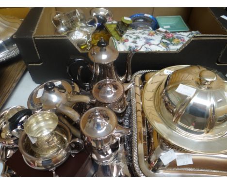 A quantity of mixed electroplate and a parcel of mixed items including floral 'chintz' vase, glassware, inkwell ETC
