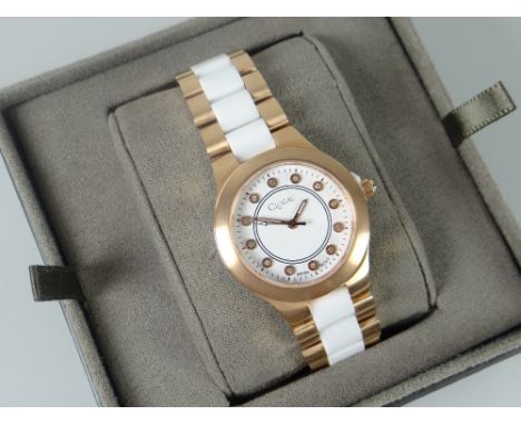 A Clogau Gold white ceramic and rose steel ladies wristwatch (boxed) RRP £610 Please note: not tested, hallmarks, weights and