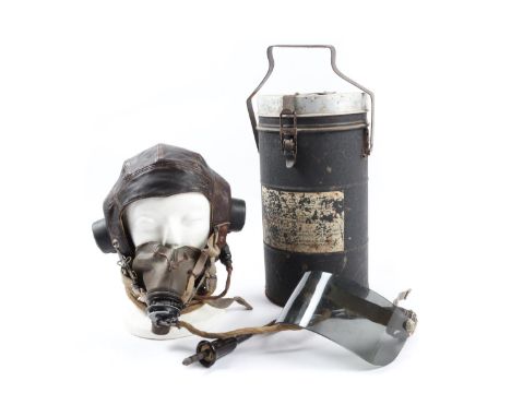 Flying helmet, logbooks, etc relating to Flight Lieutenant C A Brackpool RAF comprising "C" type leather flying helmet with e