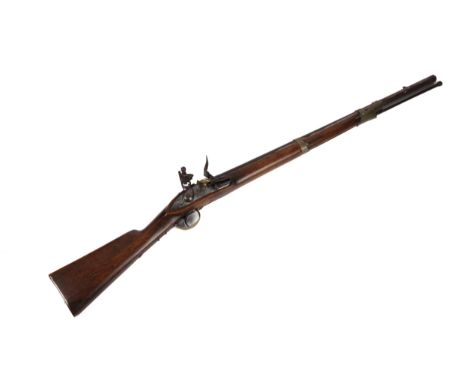 A continental 14 bore military flintlock carbine, c 1820, 44½" overall, barrel 30" with Liege proof, plain lock with ring nec